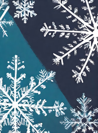 Snowflakes on painted background duotone color. Generative AI Generatedの素材