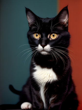 cat closeup dark fantasy Kodachrome style color palette Generative AI Generatedの素材