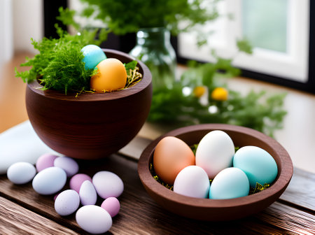 Detailed Easter egg with cozy atmosphere sharp focus and high quality. Generative AI Generatedの素材