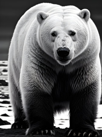 detailed high quality Antarctica polar bear in steampunk style with black Generative AI Generatedの素材
