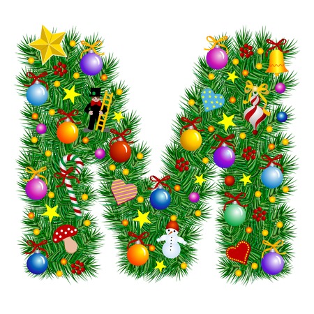 Letter M - Christmas tree decoration - Alphabetのイラスト素材