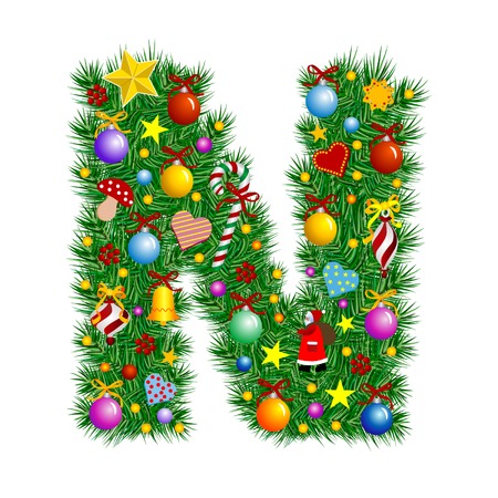 Letter N - Christmas tree decoration - Alphabetのイラスト素材