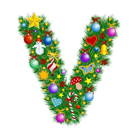 Letter V - Christmas tree decoration - Alphabetのイラスト素材
