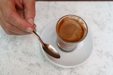 Cup of coffee with a white backgroundの写真素材