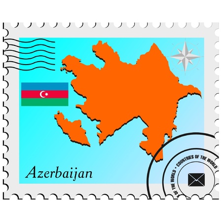 stamp with the image maps of Azerbaijan のイラスト素材