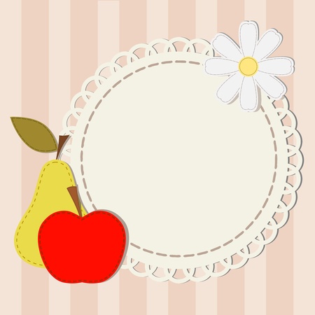 Vector illustration and silhouettes lace apple, pear and chamomileのイラスト素材