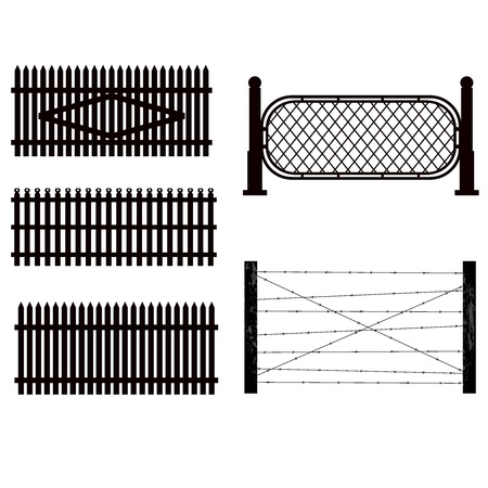 Set of silhouettes of fences.  vectorのイラスト素材
