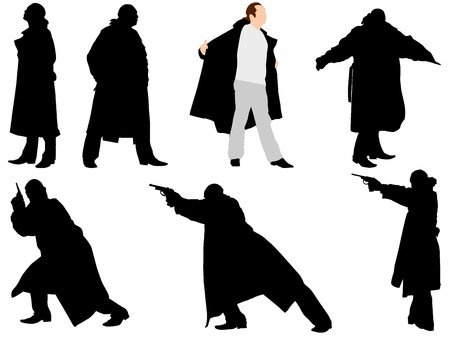 A collection of silhouettes of gangsters. Vectorのイラスト素材
