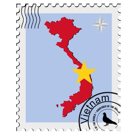Vector stamp with the image maps of Vietnamのイラスト素材