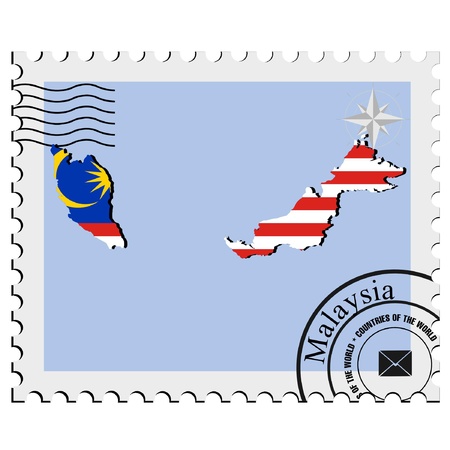 Vector stamp with the image maps of Malaysiaのイラスト素材