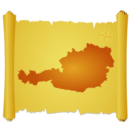 Vector parchment with a silhouette of Austriaのイラスト素材
