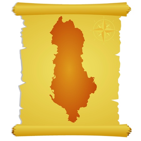 Vector parchment with a silhouette of Albaniaのイラスト素材