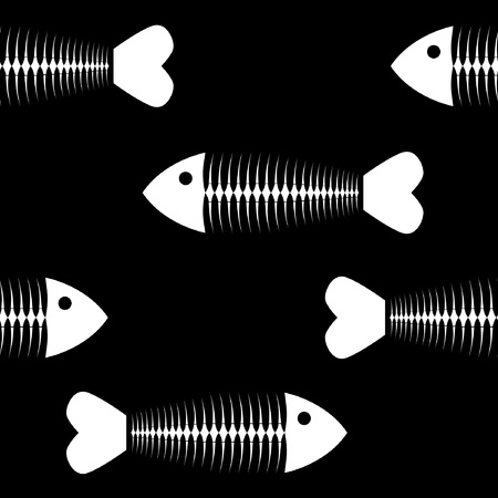 seamless texture with a skeleton fish