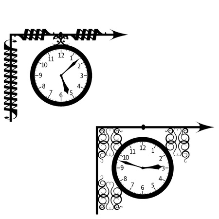 Vector illustration of the round clock on the rackのイラスト素材
