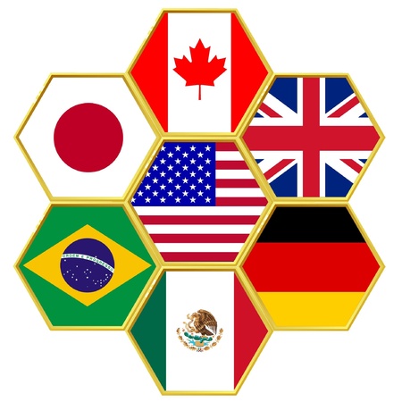 Vector image of the comb with national flags 