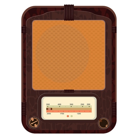 Vector illustration of an old radio  in a wooden caseのイラスト素材