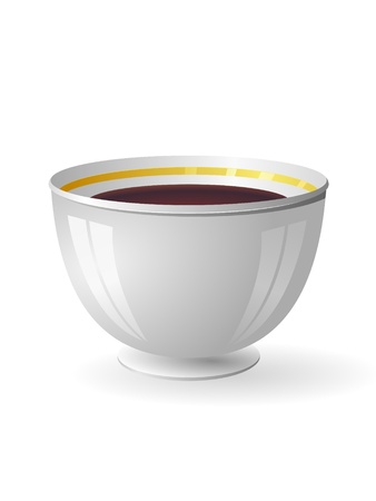 Vector illustration of a porcelain bowl with coffeeのイラスト素材