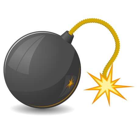 Vector illustration of round bomb with a fuseのイラスト素材