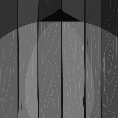 Vector  illustration of a wooden fence with a lampのイラスト素材