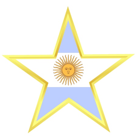 Gold star with a flag of Argentina のイラスト素材