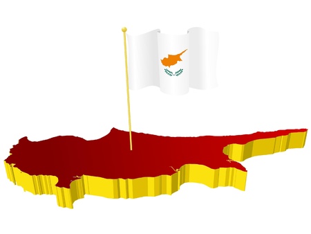three-dimensional image map of Cyprus with the national flag 
のイラスト素材