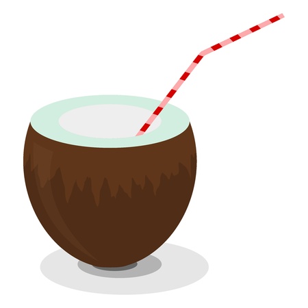 Illustration of coconut and a straw for cocktailsのイラスト素材