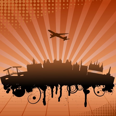 Vector illustration of urban landscape of Amsterdamのイラスト素材