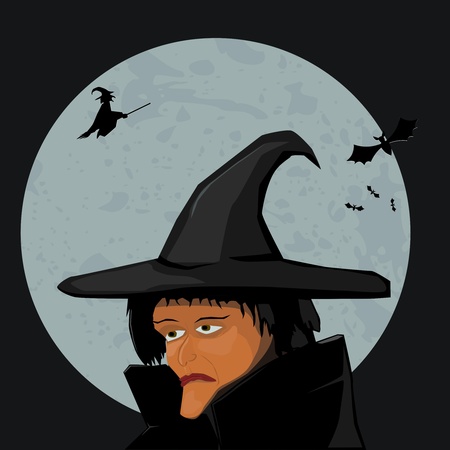 Witch on a background of the Moonのイラスト素材