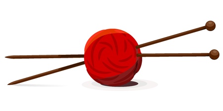 Vector illustration of wool ball and knitting needlesのイラスト素材