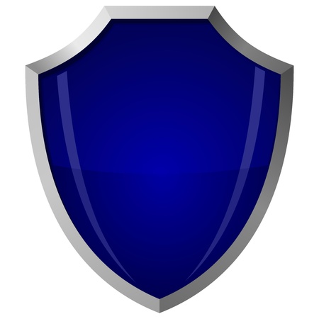 Vector illustration of blue glass shield in a steel frameのイラスト素材