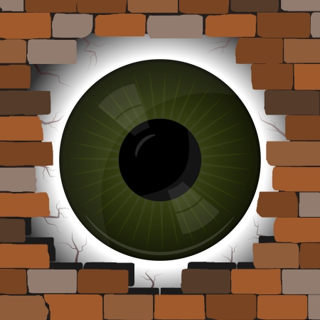 Big Eye in the gap on the wallのイラスト素材