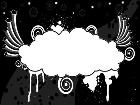 Abstract black and white background with stars and spotsのイラスト素材