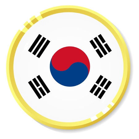 button with flag Republic of Koreaのイラスト素材