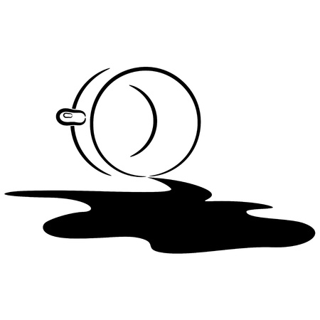 Illustration of an overturned cup and spilled coffee. のイラスト素材