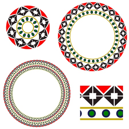 Circular frame with elements of national Ukrainian embroidery. eps10のイラスト素材