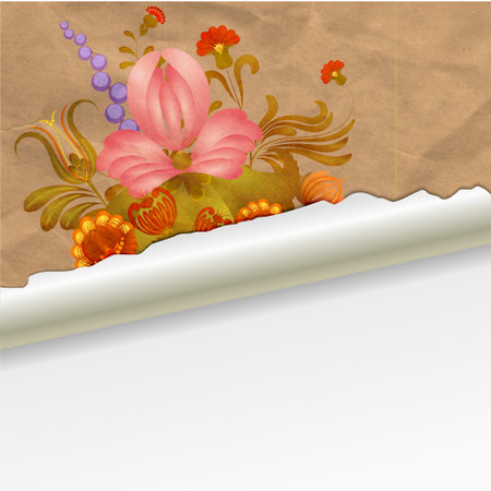 Old paper with vintage flowers. eps10のイラスト素材