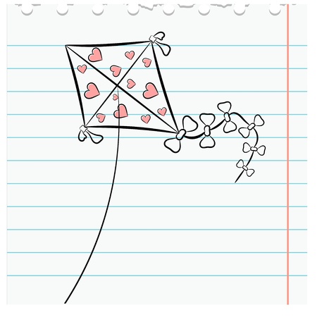 Exercise book leaf with a picture kite. eps10のイラスト素材