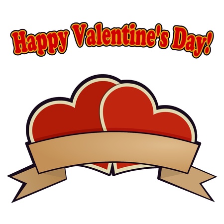 Two red hearts for Valentine's Day.のイラスト素材