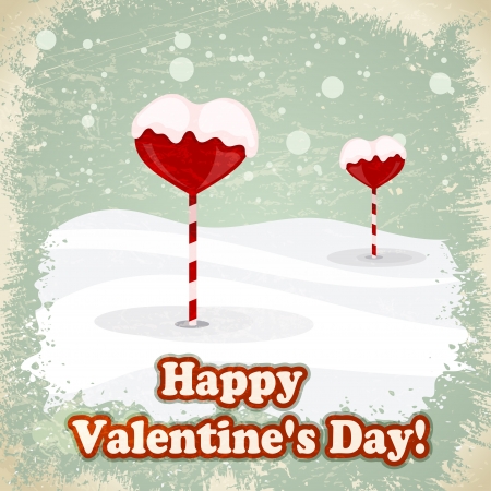 Sweets in the form of hearts in the snow.のイラスト素材