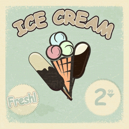 Vintage postcard with a picture of ice cream. eps10のイラスト素材