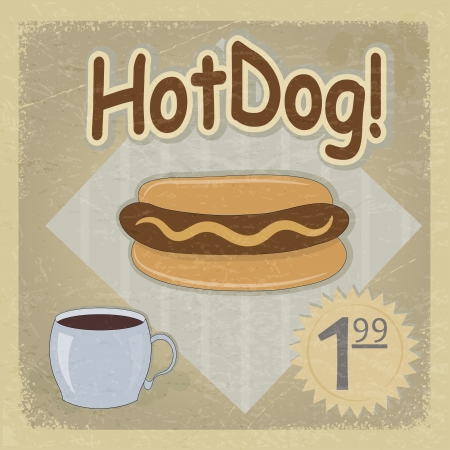 Vintage postcard and a picture of hot dogs. eps10のイラスト素材