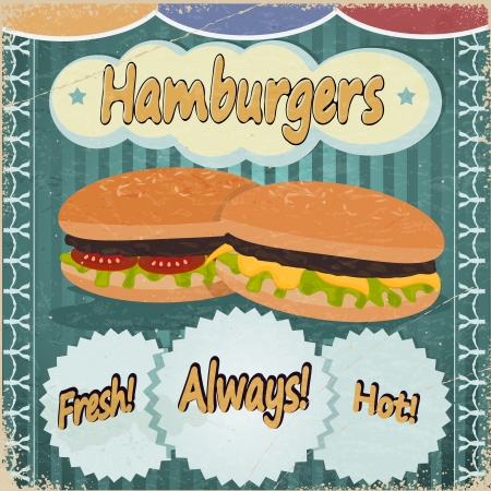 Vintage background with the image of hamburgers.のイラスト素材