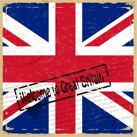 Vintage background with flag of Great Britainのイラスト素材
