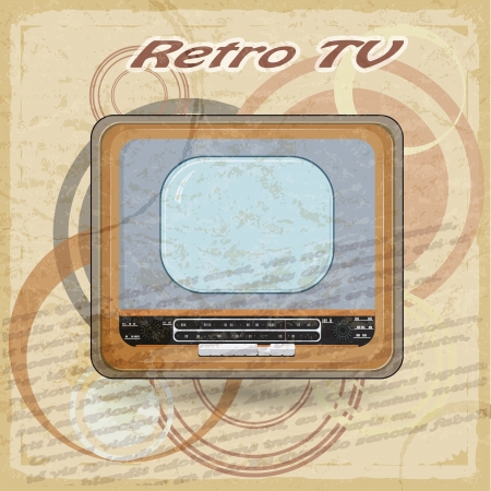 Outdated TV on vintage backgroundのイラスト素材