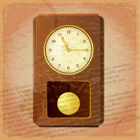 Vintage clock on a grungy backgroundのイラスト素材