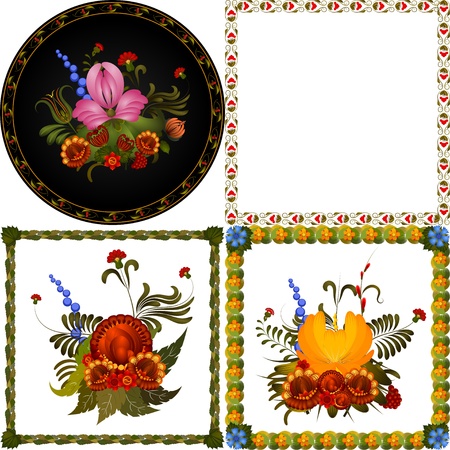 Set of images of decorative floral frameのイラスト素材