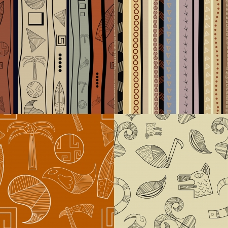  Set of  fullcolor patterns primitive tribal patternのイラスト素材