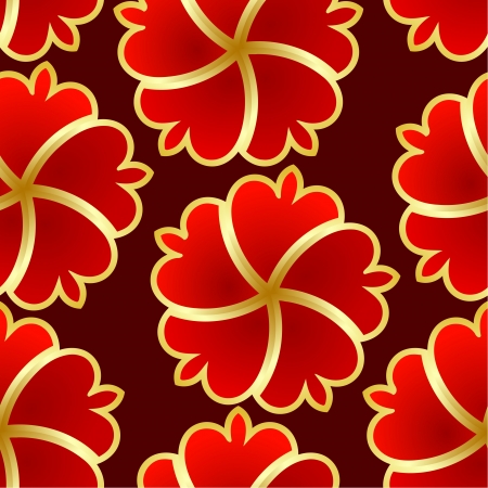 Abstract seamless texture with red gold flowerのイラスト素材