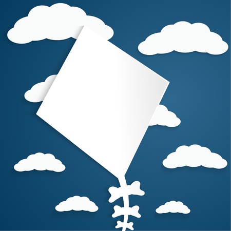 Kite on a blue background with cloudsのイラスト素材
