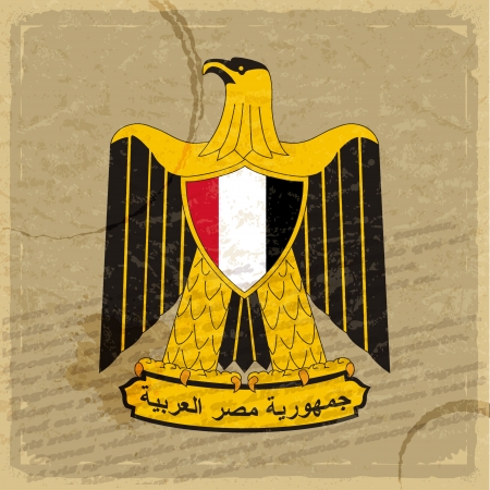Egyptian coat of arms on an old sheet of paperのイラスト素材